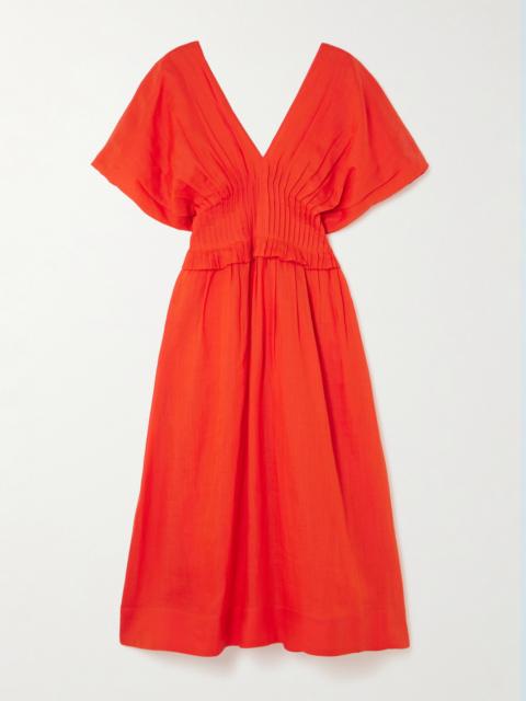 Sea Zora Pleated Ramie Midi Dress