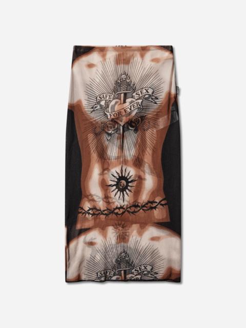 Jean Paul Gaultier Women's Re-Edition Safe Sex Tattoo Long Skirt Black