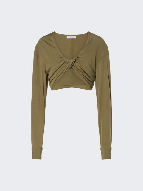 Vivenda Drape Cropped Top Green