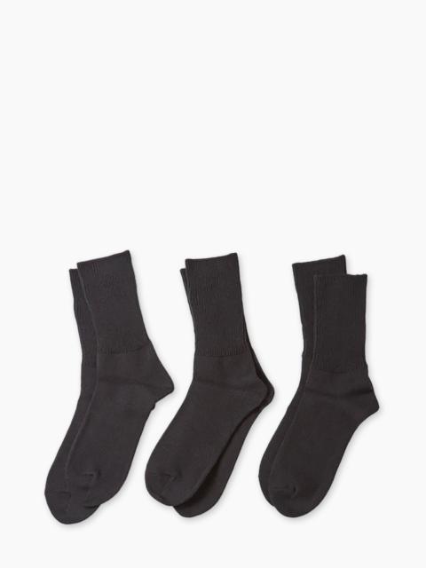 ROTOTO® ROTOTO R1427 ORGANIC DAILY 3-PACK RIBBED CREW SOCKS BLACK
