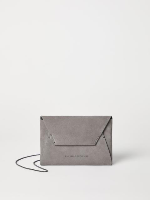 Brunello Cucinelli BC Duo pochette in suede with precious chain