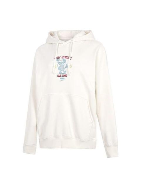 PUMA (WMNS) PUMA Oversized Graphic Hoodie 'White' 537633-99
