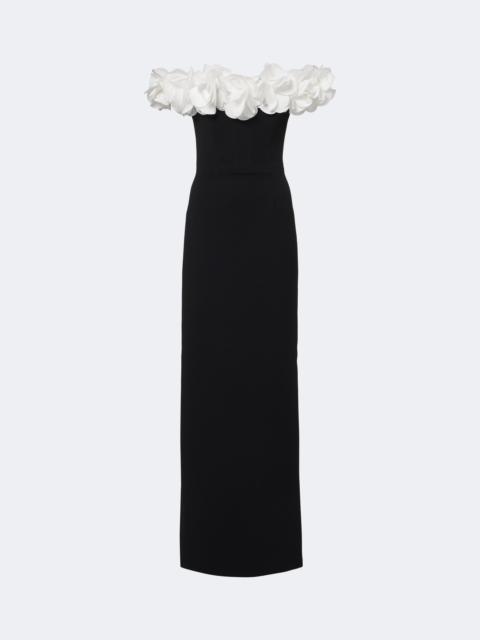 REBECCA VALLANCE Cosima floral-appliqué crêpe gown