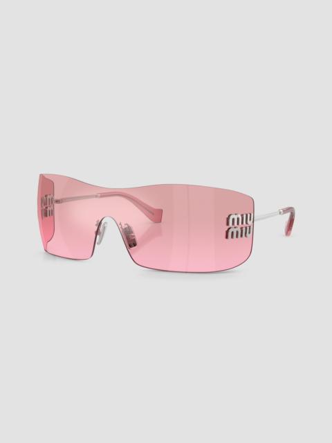 Miu Miu Women's 144MM Rectangular Shield Sunglasses - Pink