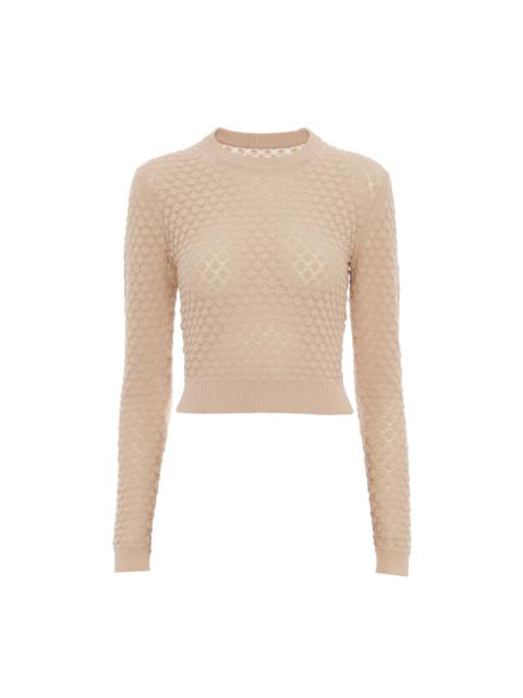 CROPPED SWEATER IN COTTON POINTELLE KNIT