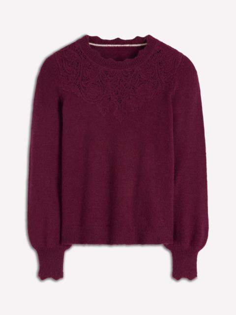 BODEN Fluffy Embroidered Sweater-Deep Wisteria