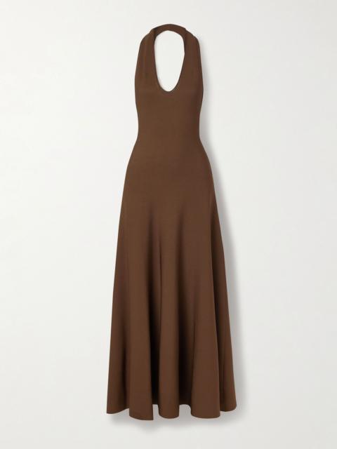KHAITE Melina stretch-knit halterneck maxi dress Dark brown