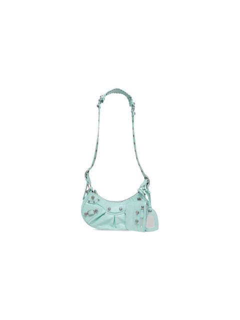 BALENCIAGA Women's Le Cagole Xs Shoulder Bag Crocodile Embossed  in Mint