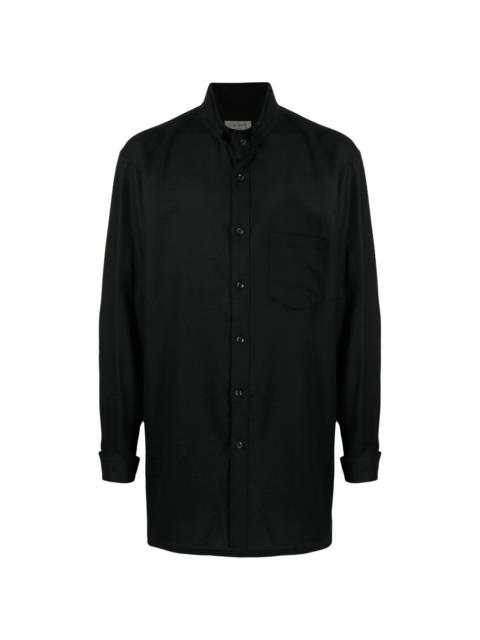 funnel-neck button-up shirt