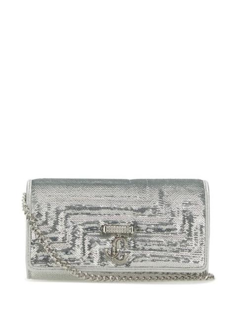 JIMMY CHOO Silver sequins Avenue wallet
