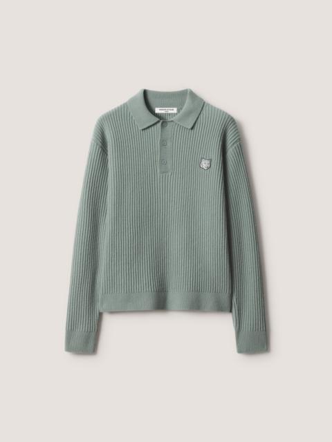 Maison Kitsuné FOX HEAD WOOL RIBBED POLO JUMPER