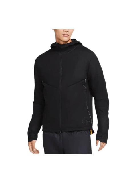 Nike Solid Color Running Athleisure Casual Sports Jacket Black CU7890-010