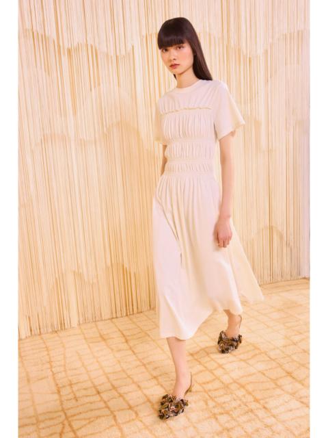ULLA JOHNSON Georgie Short Sleeve Smocked Midi Dress