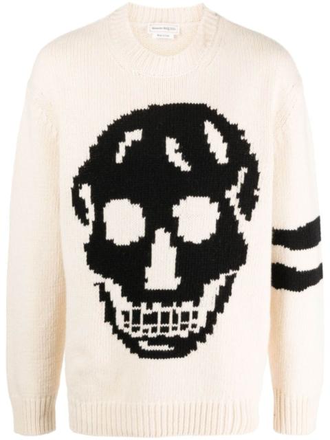 Alexander McQueen skull-intarsia stripe-detail jumper