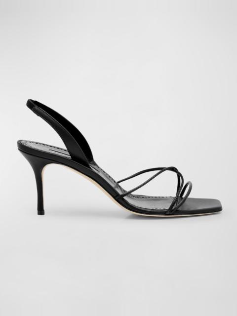 Manolo Blahnik Leather Strappy Slingback Sandals