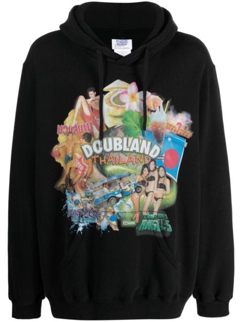 doublet logo-print cotton hoodie