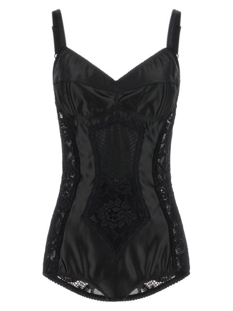 Dolce & Gabbana Satin And Lace Corsetry Bodysuit