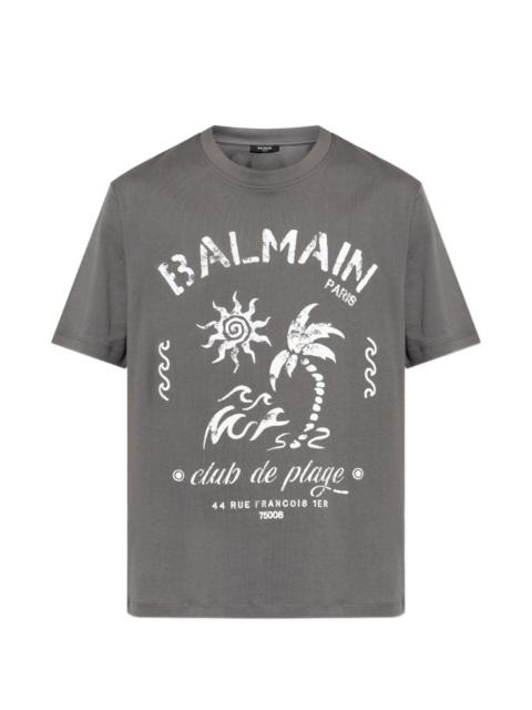 Balmain graphic-print logo-detail T-shirt