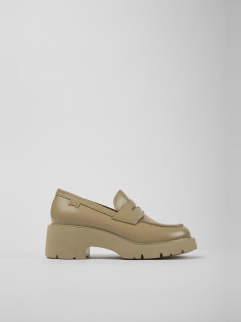 CAMPER Milah Beige leather loafers for women