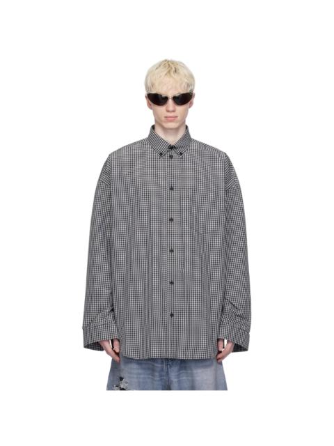 BALENCIAGA logo-print check-pattern shirt