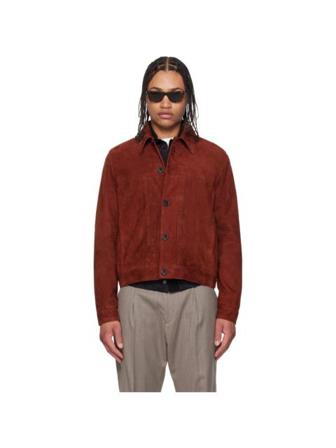 Paul Smith Red Slim Fit Denim Style Suede Jacket