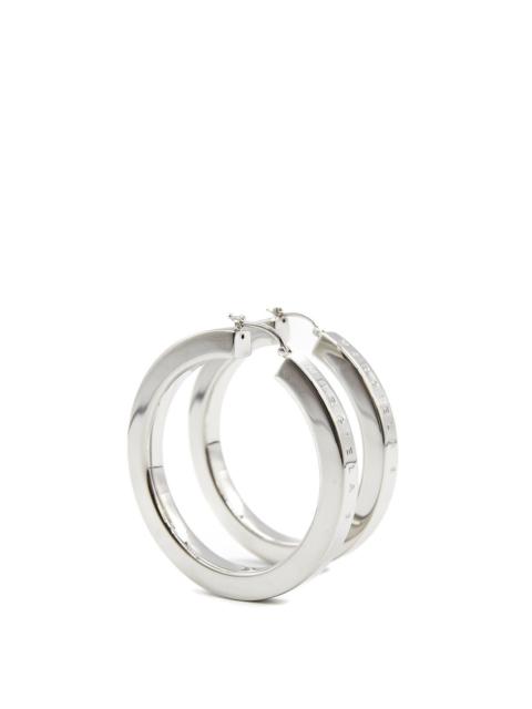 Silver-Tone Oversized Logo Hoop Earrings in Silver