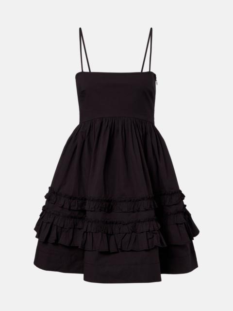 GANNI Ruffled cotton-blend minidress