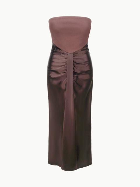 STAUD STAUD WAYFARING DRESS DARK CHOCOLATE