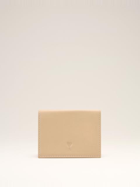 AMI Paris BEIGE COWHIDE LEATHER TRIFOLD WALLET WITH AMI DE COEUR