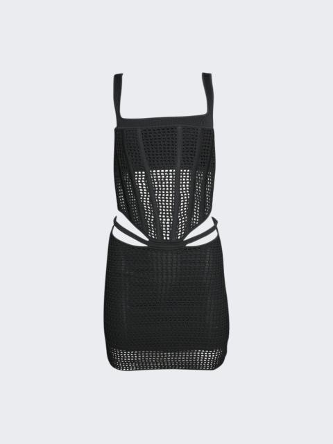 Crochet Suspend Corset Mini Dress Black