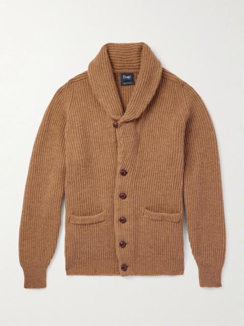 Drake's Slim-Fit Shawl-Collar Ribbed Wool Cardigan Brown