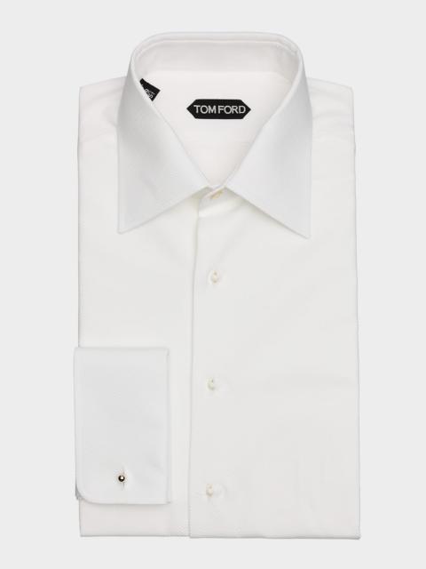 TOM FORD Men's Poplin Piquet French Cuff Dress Shirt