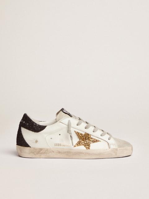 Super-Star sneakers with gold star and glittery black heel tab