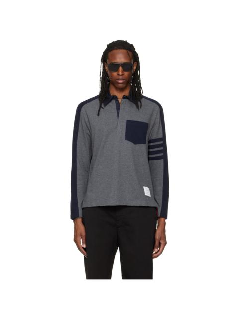 Thom Browne Gray & Navy Oversized Colorblock Rugby Polo