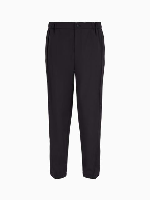 EMPORIO ARMANI Natural stretch canvas trousers with elasticated cuffs