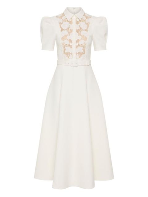 REBECCA VALLANCE Parrish lace-belted  short-sleeve midi dress