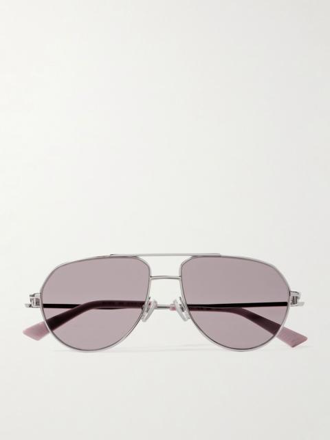 Bottega Veneta Aviator-style silver-tone sunglasses Silver