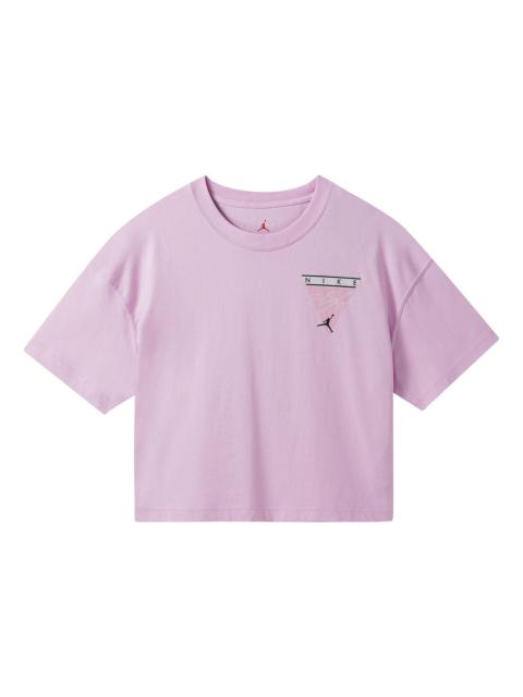 Jordan (WMNS) Air Jordan Essential Casual Sports Round Neck Short Sleeve Pink T-Shirt DC2154-676