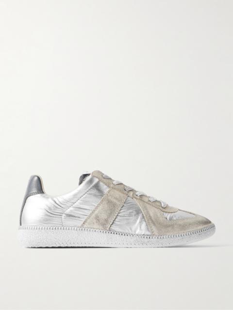 Maison Margiela Distressed Metallic Suede And Leather-trimmed Shell Sneakers