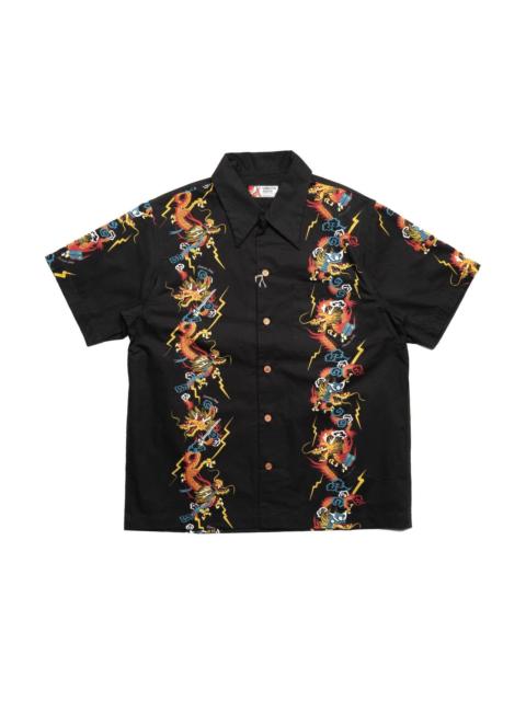 Samurai Jeans Dragon Motif Hawaiian Shirt - Black