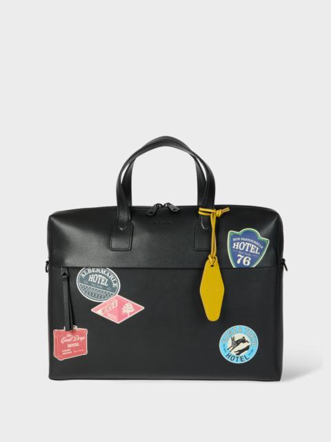 Paul Smith Black 'Hotel Stickers' Leather Folio