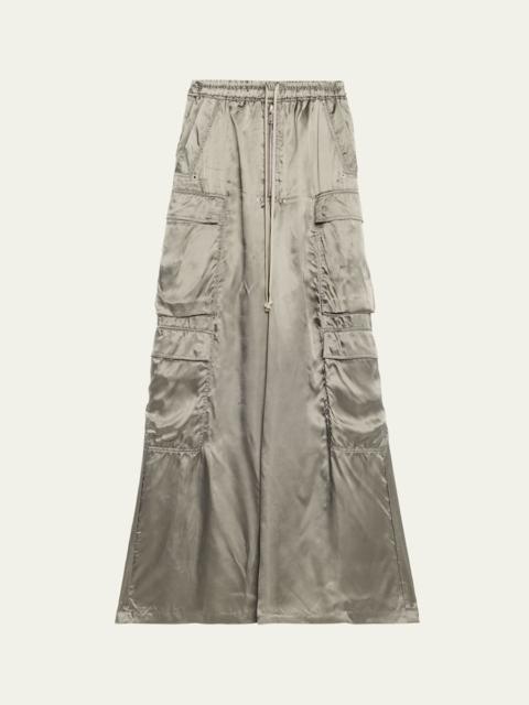 Rick Owens Belas Satin Wide-Leg Cargo Pants