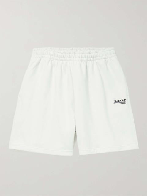 BALENCIAGA Wide-Leg Logo-Embroidered Cotton-Jersey Shorts
