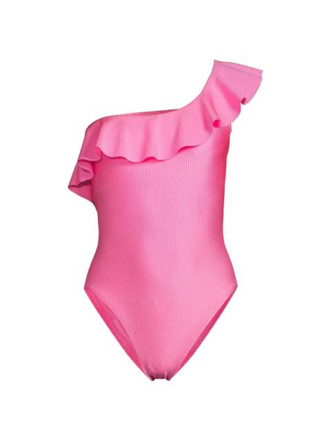 Lilly Pulitzer Women's Ruffled One-Shoulder One-Piece Swimsuit - Rousseau Pink