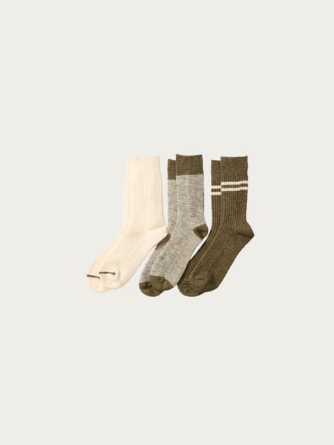 ROTOTO® Recycled Cotton Wool Daily 3 Pack Socks - Olive