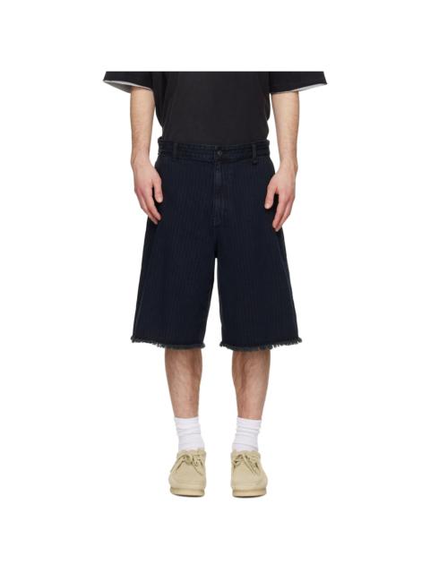 SOLID HOMME Black Stripe Denim Bermuda Shorts