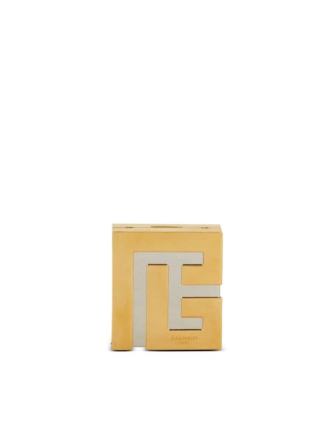 Balmain logo-plaque metal clutch bag