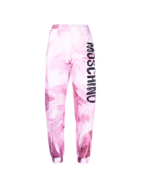 abstract-print branded track trousers