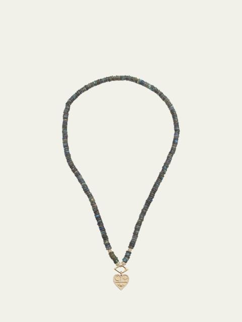 SYDNEY EVAN 14K Diamond and Labradorite Necklace with Icon Heart Charm