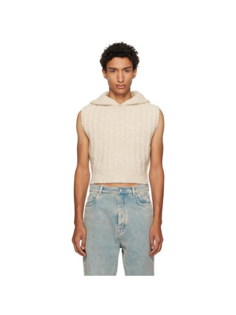 Rick Owens Off-White Tower Cropped Hooded Tank Top